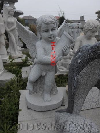 China Grey Granite Carving Angel Baby Sculptures & Statues,Exterior Decoration,Wholesaler,Quarry Owner-Xiamen Songjia