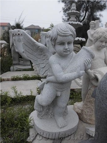 China Grey Granite Carving Angel Baby Statues,Exterior Decoration,Wholesaler,Quarry Owner-Xiamen Songjia