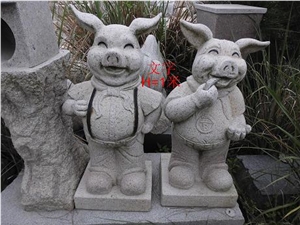China Grey Granite Carving Animal Pig Sculptures & Statues,Exterior Decoration,Wholesaler,Quarry Owner-Xiamen Songjia