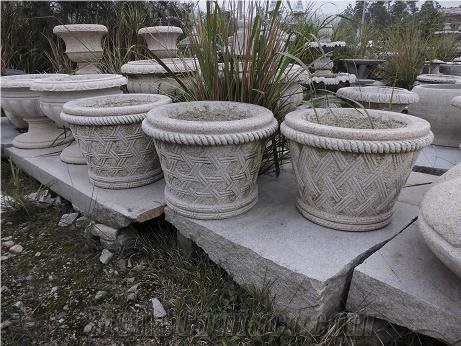 China Grey Granite Carving Flower Pot,Exterior Decoration,China Granite,Wholesaler,Quarry Owner-Xiamen Songjia