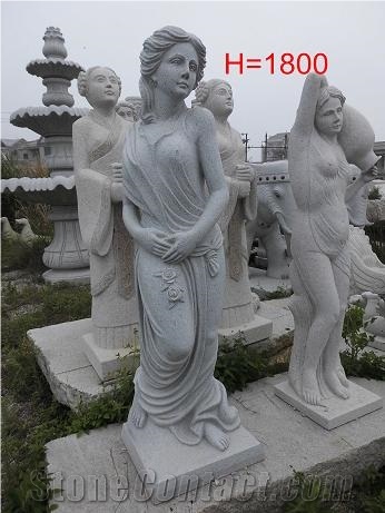 China Grey Granite Carving Girl Sculptures & Statues,Exterior Decoration,China Granite,Wholesaler,Quarry Owner-Xiamen Songjia