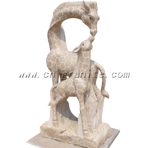 Good Quality Sika Deer Garden Granite Decoartion Animal Statue Sculpture, White Granite Statues