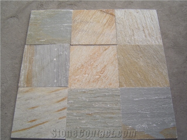 Multicolor Slate Slabs & Tiles Wall Cladding China Beige Wall Tiles Mushroom Slate for Building Landscaping