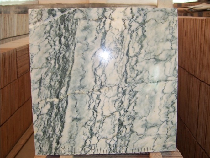 Polished Green Pattern Glass Marble Tiles & Slabs