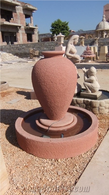 Agra Red Sandstone Garden Fountains