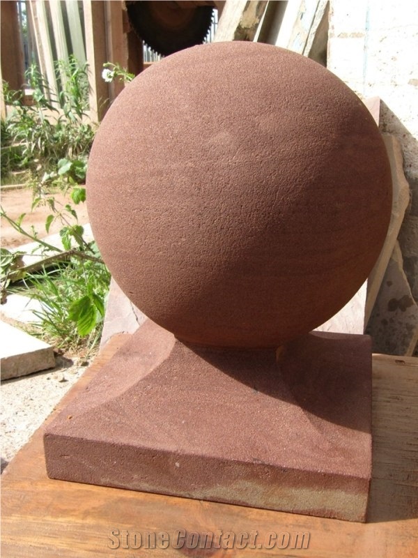 Agra Red Sandstone Stone Ball Pillar Quoins