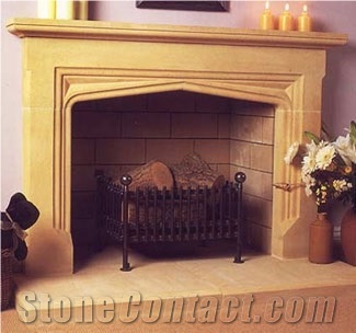 Dholpur Beige Sandstone Fireplace