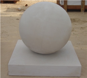 Mint White Sandstone Ball Pillar Caps