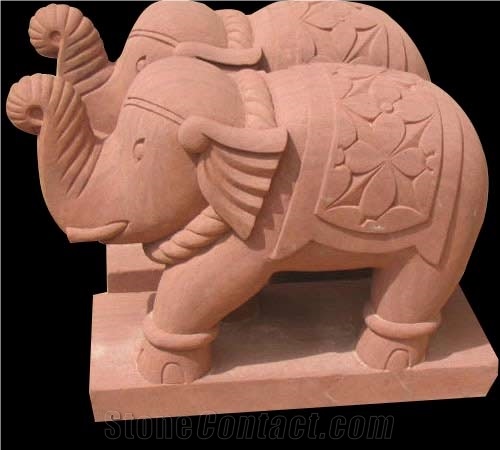 Stone Animal Statue, Agra Red Sandstone Sculpture & Statue