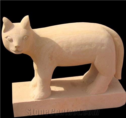 Stone Animal Statue, Dholpur Pink Sandstone Sculpture & Statue