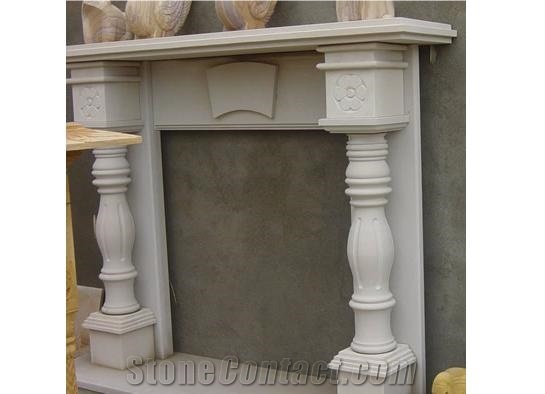 Stone Fireplace, Mint White Sandstone Fireplace