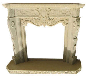 Stone Fireplace, Mint White Sandstone Fireplace