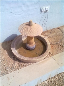 Stone Garden Fountain, Teak Wood Sandstone Fountain