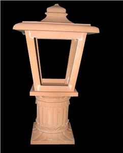 Stone Garden Lamp, Dholpur Pink Sandstone India Lanterns