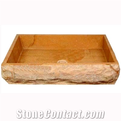 Stone Marble Farm Sink, Golden Yellow Marble Sinks & Basins
