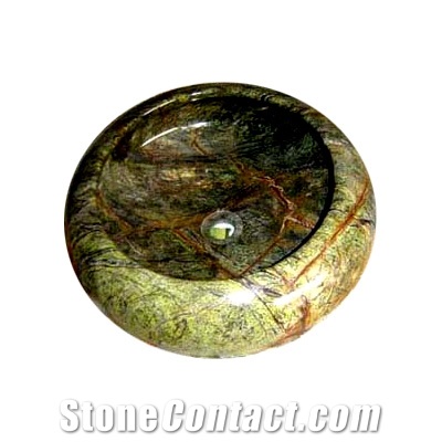Stone Marble Round Sink, Rain Forest Green Marble Sinks & Basins