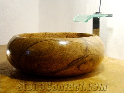 Stone Marble Sink, Rainforest Gold Brown Marble Sinks & Basins