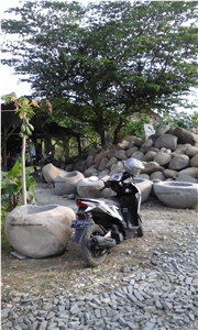 Big Pot River Stone, Grey Travertine Indonesia Flower Pot