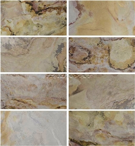 Indian Autumn Slate Stone Veneer, Falling Leaves Flexible Stone Veneer, Gold Slate