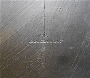 Ocean Black Slate Thin Veneer, Line Black Flexible Stone Veneer