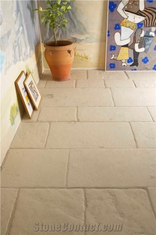 Pierre Auberoche Claire Brushed Floor Tiles, White France Limestone Tiles & Slabs
