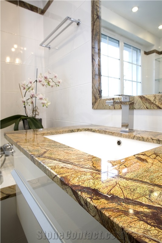 Rain Forest Brown Marble Master Bathroom Vanity Top