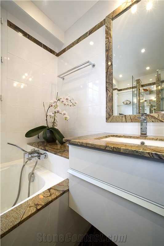 Rain Forest Brown Marble Master Bathroom Vanity Top