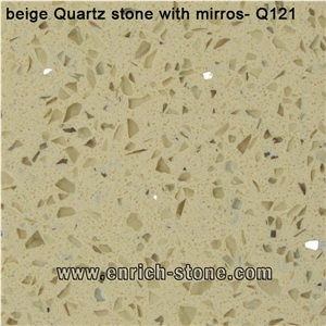 Beige Quartz Stone Kitchen Island Top with Cabinet