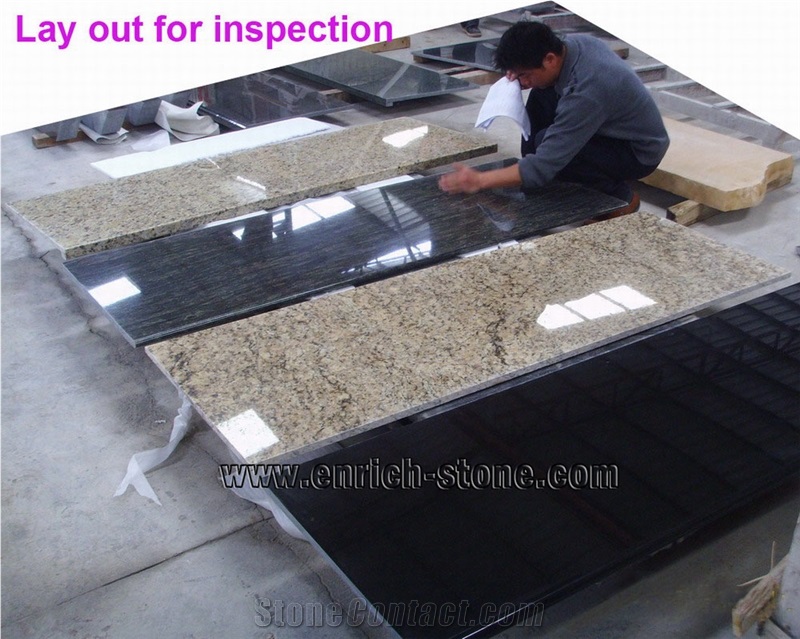 Leopard Skin Granite Custom Kitchen Tops,Chinese Grey Granite Kitchen Countertops with Laminated Edge