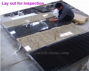 Leopard Skin Granite Custom Kitchen Tops,Chinese Grey Granite Kitchen Countertops with Laminated Edge