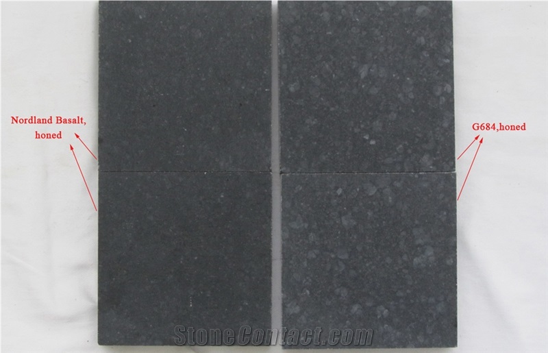 New G684 Black Basalt Nordland Basalt Honed Flooring Tiles, China Black Basalt
