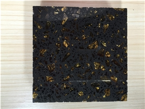 Beautiful and Competitive Black Golden Series Quartz Stone for Wall & Inside Floor & Countertop Easy-To-Clean and Resistant to Stains,Heat and Scratches with Various Finishing Edge Profiles