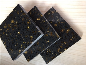 Black Artificial Quartz Stone Slab&Tile Golden Series Directly from China Manufacturer at Cheap Pricing More Durable Than Granite Thickness 2cm or 3cm