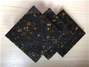 Black Golden Series Engineered Corian Stone Avoid Quick Changes in Temperature, Hard Pressure or Scratching, Standard Sizes 126 *63 and 118 *55 for Wall & Inside Floor & Countertop