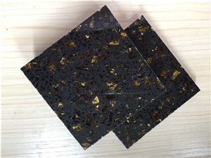 Black Golden Series Quartz Stone Slab Directly from China Manufacturer at Cheap Pricing Size 3000*1400mm and 320*1600mm for Public Buildings Like Hotel,Restaurants,Banks,Hospitals,Exhibition Halls