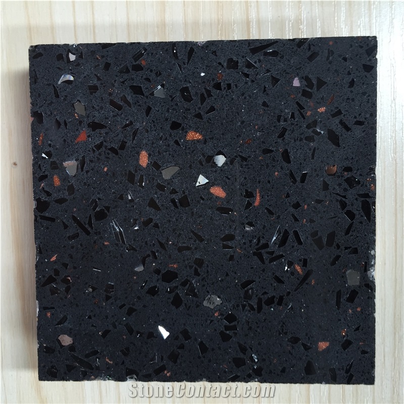 Black Zircon Series Cut to Size Quartz Stone Tiles & Slabs for Multifamily/Hospitality Projects Mainly for Bathroom Vanity Top Kitchen Countertop Standard Slab Sizes 3000*1400mm and 3200*1600mm