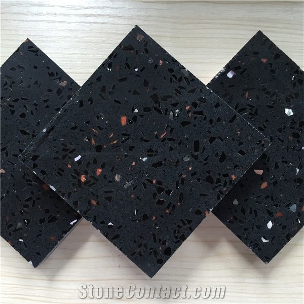 Black Zircon Series Of China Artificial Quartz Stone Tiles Slabs