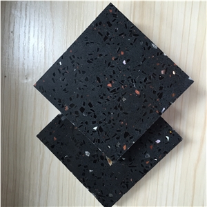 Black Zircon Series Quartz for Cut to Size Project Like Counter Top,Tabletop,Floor and Wall with Polished Quartz Surfaces Crystal Collection Slab Sizes 126 *63 and 118 *55,More Durable Than Granite