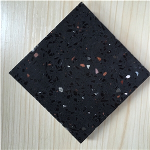 Black Zircon Series Quartz for Cut to Size Project Like Counter Top,Tabletop,Floor and Wall with Polished Quartz Surfaces Crystal Collection Slab Sizes 126 *63 and 118 *55,More Durable Than Granite