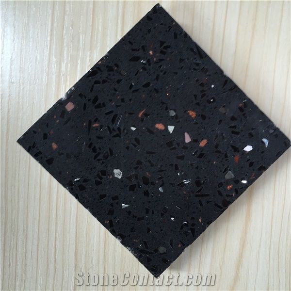 Black Zircon Series Quartz for Cut to Size Project Like Counter Top