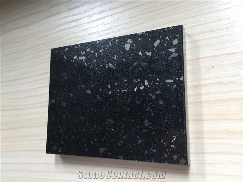 Black Zircon Series Quartz Stone with Bright Surface for Prefab Countertops Your First Kitchen Countertop Options Nonporous More Durable Than Granite Countertops Slab Size 3200*1600 or 3000*1400