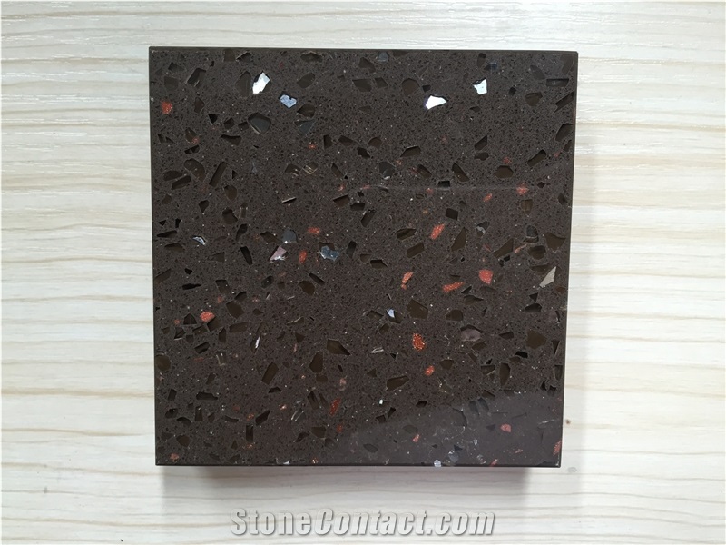 Brown Zircon Series Engineered Quartz Stone for Kitchen and Bathroom Use Directly from China Manufacturer at Cheap Prices Standard Size 3000*1400mm and 3200*1600mm with Thickness 12/15/20/25/30mm