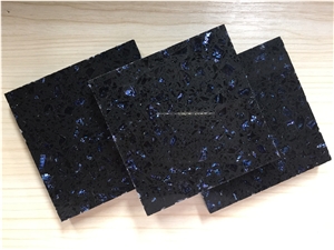 Bst F0083 Chemical and Stain Resistant China Black Quartz Stone Tiles & Slabs for Polished Surfaces Vanity Tops Kitchen Tops with 1/4"Bevel Edges and Customized Edges Available 2cm Thick