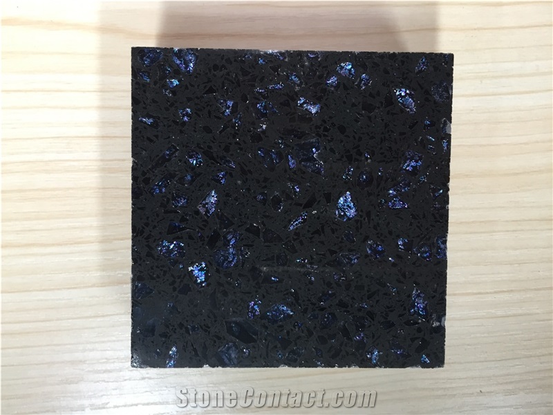 Bst F0083 China Black Quartz Stone Slabs & Tiles Golden Series in Standard Size 3000*1400mm and 3200*1600mm with Thickness 12/15/20/25/30mm More Durable Than Granite