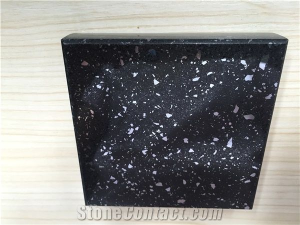 China Black Engineered Corian Stone With Zircon Series Resistant