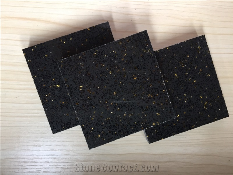 China Black Quartz Stone Slab-Beautiful and Friendly Surface Application Meterial for Worktop and Counter Top Widely Used in Kitchen and Bathroom Standard Slab Sizes 126 *63 and 118 *55
