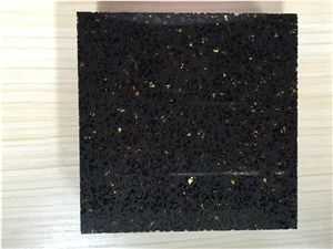 China Quartz Stone Slab & Tile Black Golden Series Low Water Absorption But Cheap Pricing Directly from China Manufacturer More Durable Than Granite Non-Porous and Easy to Clean and Maintain