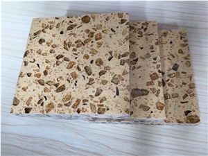 Engineered Quartz Stone Slab Bst F0090 Golden Series  for Worktops and Bench Tops 2/3cm Thick from China Manufacturer More Durable Than Granite