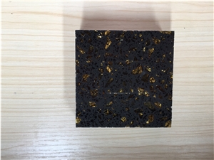 F0086 Black Golden Series Quartz Stone Slab Size 3200*1600 or 3000*1400 for Pre-Fabricated Tops Like Kitchen Countertop with Various Edge Profiles