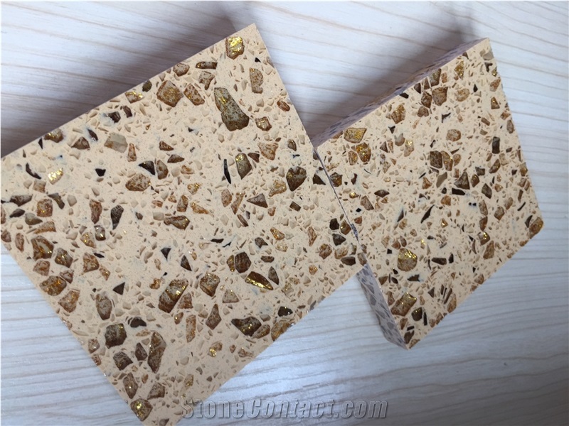 Golden Series Quartz Stone with Safety Guaranty,Anti Corruption,Anti Fading,Scratch Resistance More Durable Than Granite Directly from China Manufacture 